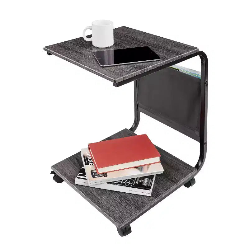 Tavolino laterale a C Sevilla Classics Rustic Ashwood con tasca portaoggetti laterale
