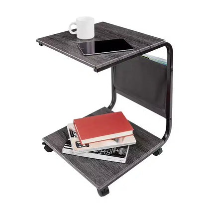 Tavolino laterale a C Sevilla Classics Rustic Ashwood con tasca portaoggetti laterale
