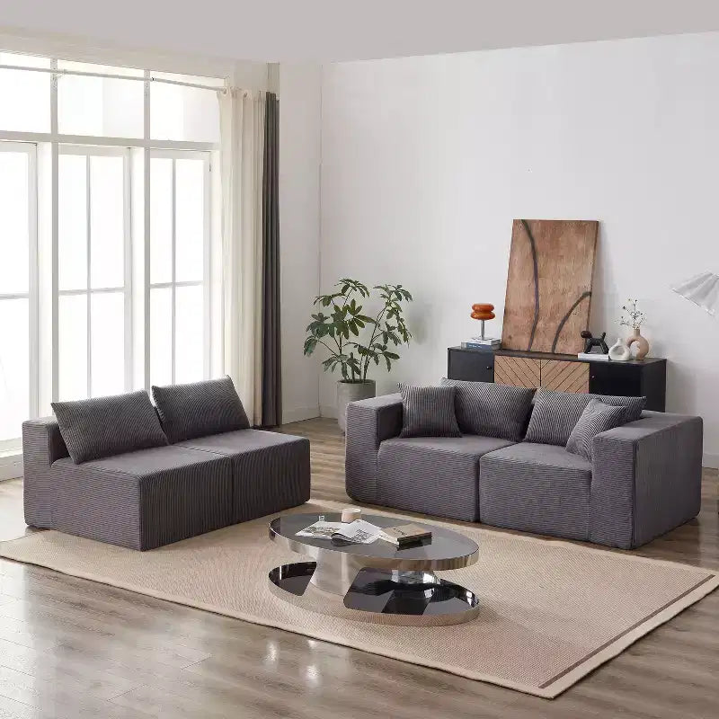 104-Inch Corduroy L-Shaped Sectional: Luxury 4-Piece Modular Sofa, Foam-Filled - Ideal for Living Room and Bedroom