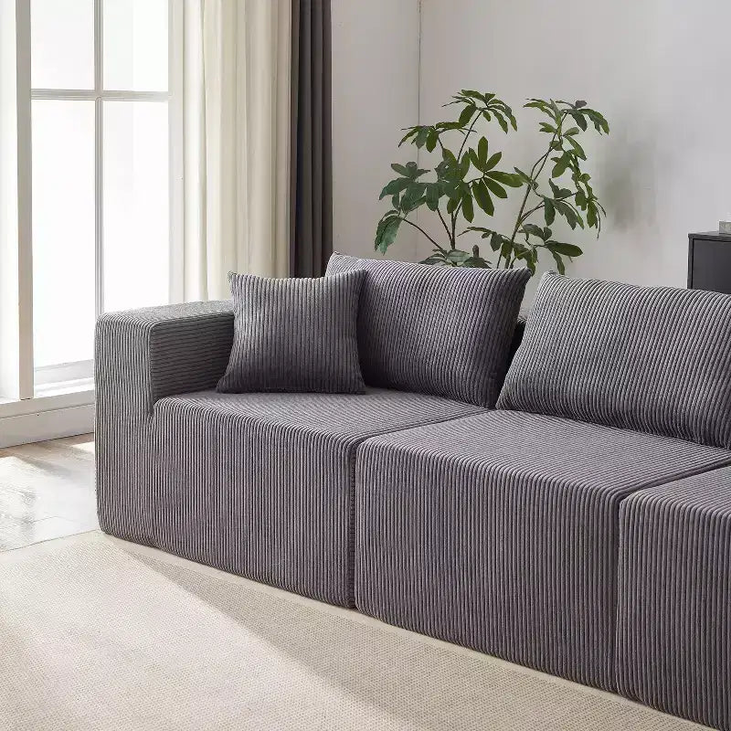 104-Inch Corduroy L-Shaped Sectional: Luxury 4-Piece Modular Sofa, Foam-Filled - Ideal for Living Room and Bedroom