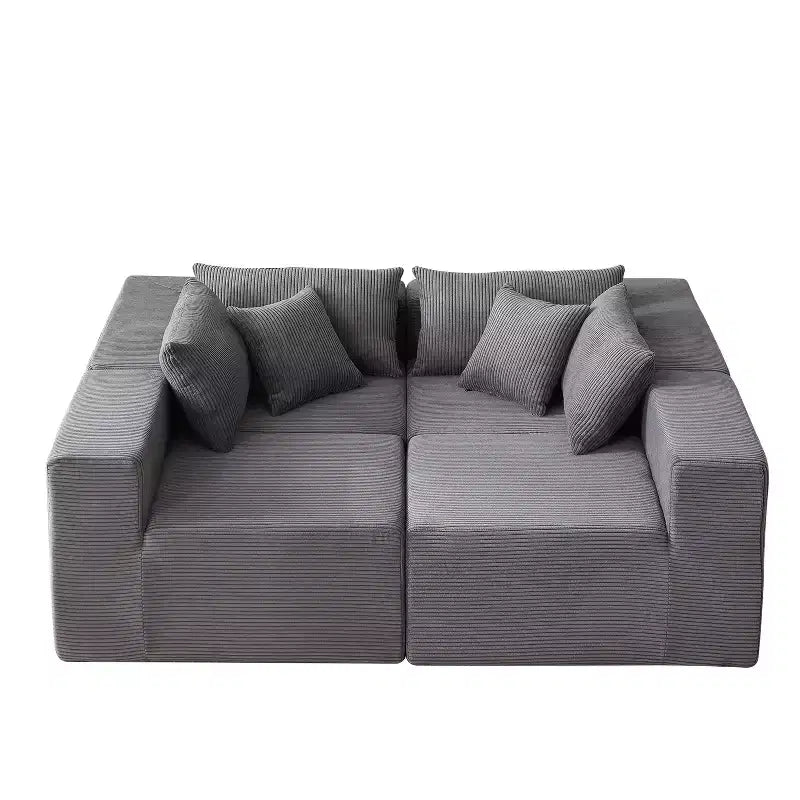 104-Inch Corduroy L-Shaped Sectional: Luxury 4-Piece Modular Sofa, Foam-Filled - Ideal for Living Room and Bedroom