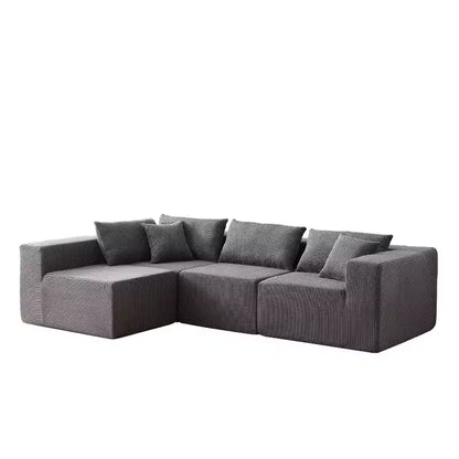 104-Inch Corduroy L-Shaped Sectional: Luxury 4-Piece Modular Sofa, Foam-Filled - Ideal for Living Room and Bedroom