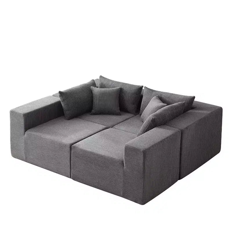 104-Inch Corduroy L-Shaped Sectional: Luxury 4-Piece Modular Sofa, Foam-Filled - Ideal for Living Room and Bedroom