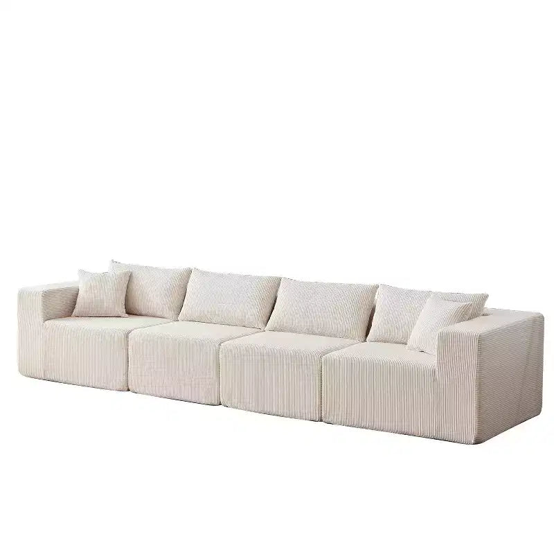 104-Inch Corduroy L-Shaped Sectional: Luxury 4-Piece Modular Sofa, Foam-Filled - Ideal for Living Room and Bedroom