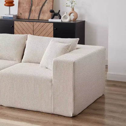 104-Inch Corduroy L-Shaped Sectional: Luxury 4-Piece Modular Sofa, Foam-Filled - Ideal for Living Room and Bedroom