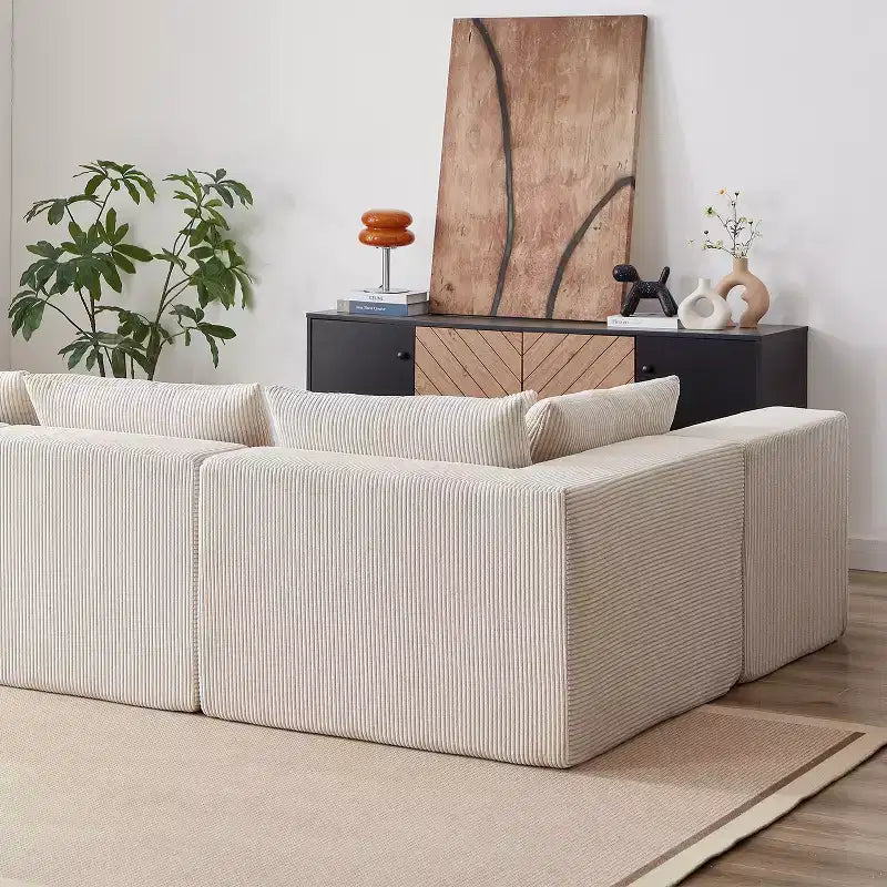 104-Inch Corduroy L-Shaped Sectional: Luxury 4-Piece Modular Sofa, Foam-Filled - Ideal for Living Room and Bedroom