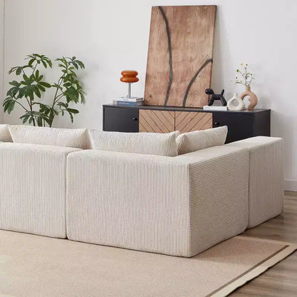 104-Inch Corduroy L-Shaped Sectional: Luxury 4-Piece Modular Sofa, Foam-Filled - Ideal for Living Room and Bedroom
