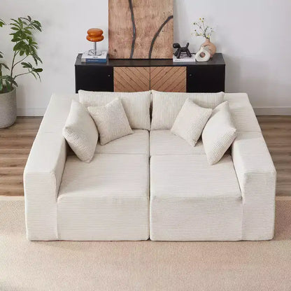 104-Inch Corduroy L-Shaped Sectional: Luxury 4-Piece Modular Sofa, Foam-Filled - Ideal for Living Room and Bedroom