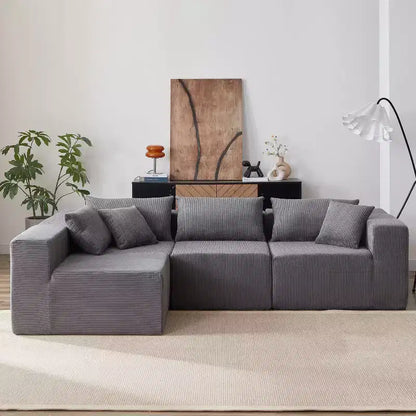 104-Inch Corduroy L-Shaped Sectional: Luxury 4-Piece Modular Sofa, Foam-Filled - Ideal for Living Room and Bedroom