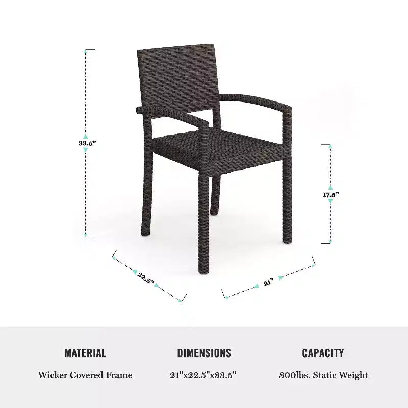 Martha Stewart Bedford 9-Piece Indoor-Outdoor Dining Set with 8 Stackable Dining Chairs and 71 Patio Table with Engineered Wood Top in Rattan Wicker