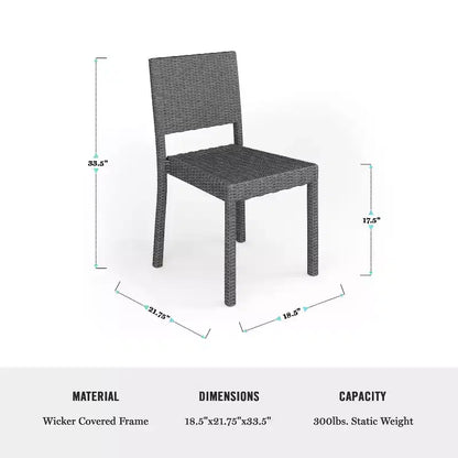 Martha Stewart Bedford 9-Piece Indoor-Outdoor Dining Set with 8 Stackable Dining Chairs and 71 Patio Table with Engineered Wood Top in Rattan Wicker