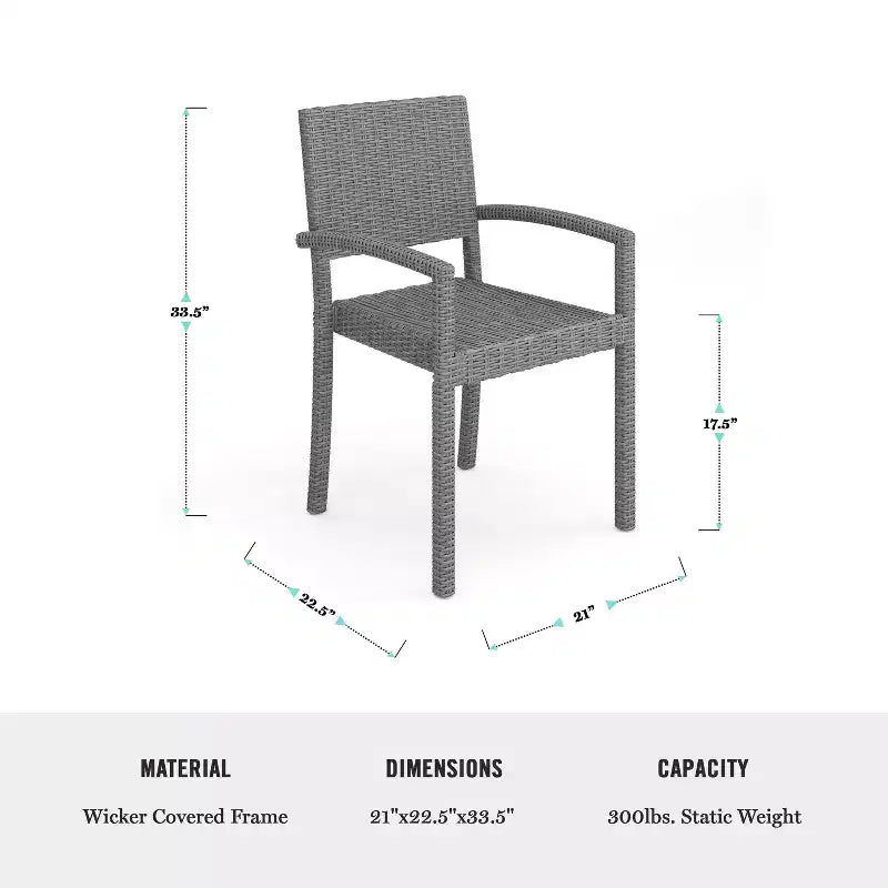 Martha Stewart Bedford 9-Piece Indoor-Outdoor Dining Set with 8 Stackable Dining Chairs and 71 Patio Table with Engineered Wood Top in Rattan Wicker