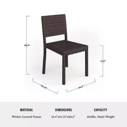 Martha Stewart Bedford 9-Piece Indoor-Outdoor Dining Set with 8 Stackable Dining Chairs and 71 Patio Table with Engineered Wood Top in Rattan Wicker
