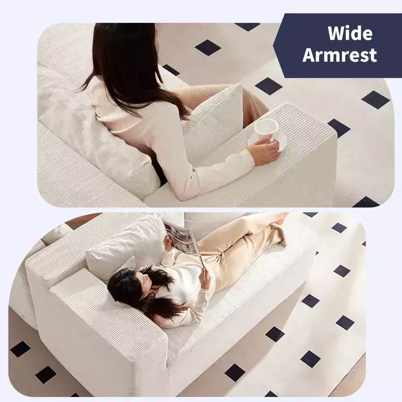Mjkone Divano moderno a 2 pezzi in velluto a coste da 269 cm con combinazione libera a forma di L e seduta profonda, divani sezionali imbottiti con chaise longue sinistra