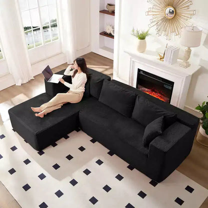 Mjkone Divano moderno a 2 pezzi in velluto a coste da 269 cm con combinazione libera a forma di L e seduta profonda, divani sezionali imbottiti con chaise longue sinistra