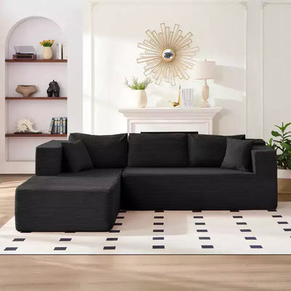 Mjkone Divano moderno a 2 pezzi in velluto a coste da 269 cm con combinazione libera a forma di L e seduta profonda, divani sezionali imbottiti con chaise longue sinistra