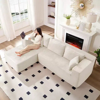 Mjkone Divano moderno a 2 pezzi in velluto a coste da 269 cm con combinazione libera a forma di L e seduta profonda, divani sezionali imbottiti con chaise longue sinistra