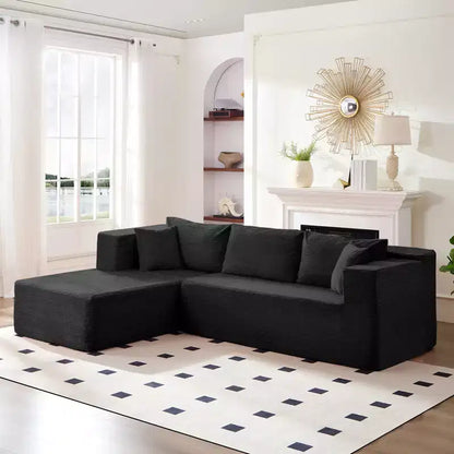 Mjkone Divano moderno a 2 pezzi in velluto a coste da 269 cm con combinazione libera a forma di L e seduta profonda, divani sezionali imbottiti con chaise longue sinistra