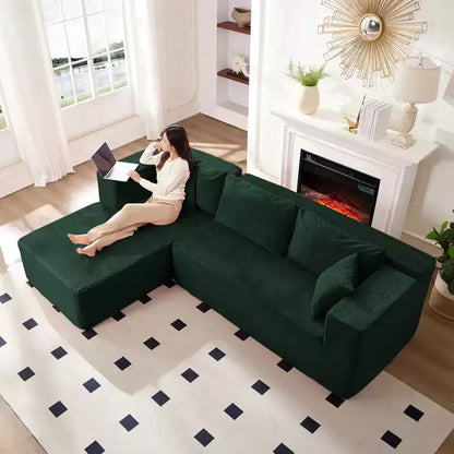 Mjkone Divano moderno a 2 pezzi in velluto a coste da 269 cm con combinazione libera a forma di L e seduta profonda, divani sezionali imbottiti con chaise longue sinistra