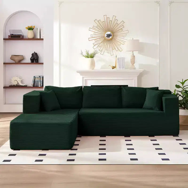 Mjkone Divano moderno a 2 pezzi in velluto a coste da 269 cm con combinazione libera a forma di L e seduta profonda, divani sezionali imbottiti con chaise longue sinistra