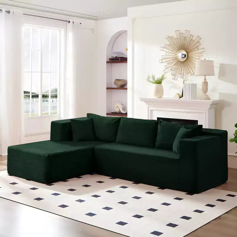 Mjkone Divano moderno a 2 pezzi in velluto a coste da 269 cm con combinazione libera a forma di L e seduta profonda, divani sezionali imbottiti con chaise longue sinistra