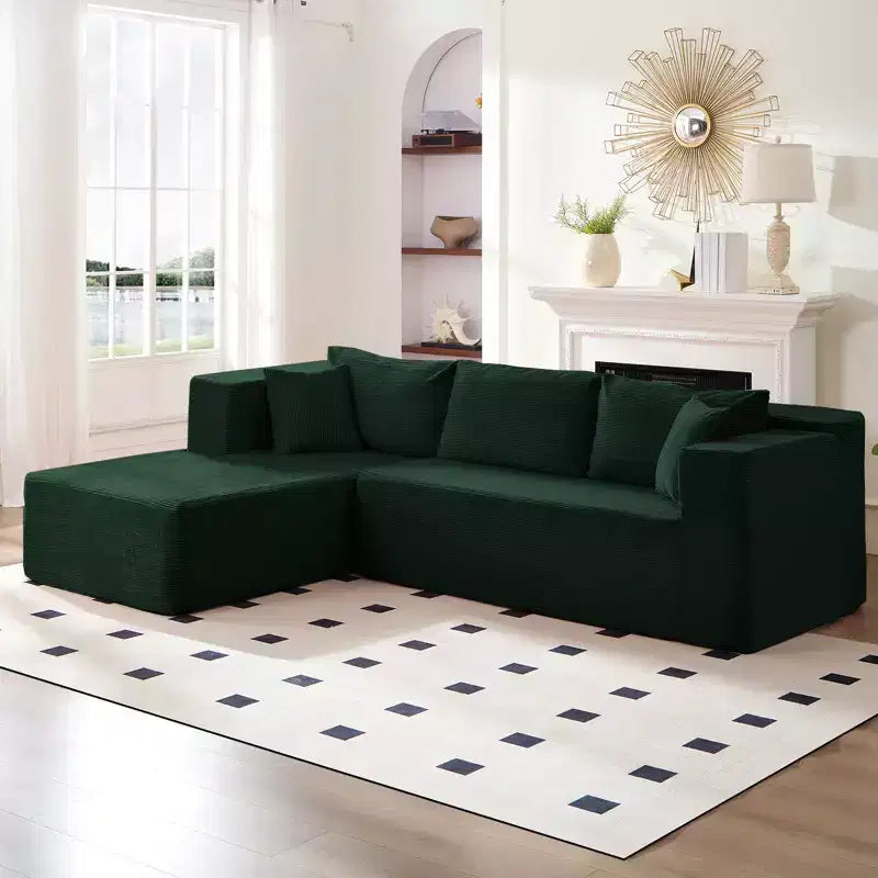 Mjkone Divano moderno a 2 pezzi in velluto a coste da 269 cm con combinazione libera a forma di L e seduta profonda, divani sezionali imbottiti con chaise longue sinistra