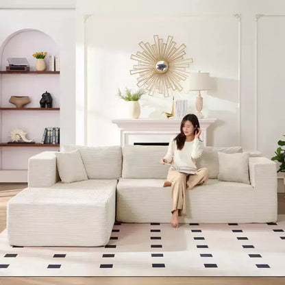 Mjkone Divano moderno a 2 pezzi in velluto a coste da 269 cm con combinazione libera a forma di L e seduta profonda, divani sezionali imbottiti con chaise longue sinistra