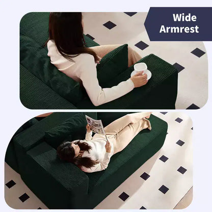 Mjkone Divano moderno a 2 pezzi in velluto a coste da 269 cm con combinazione libera a forma di L e seduta profonda, divani sezionali imbottiti con chaise longue sinistra
