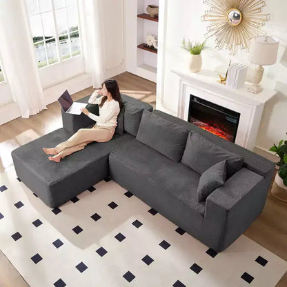 Mjkone Divano moderno a 2 pezzi in velluto a coste da 269 cm con combinazione libera a forma di L e seduta profonda, divani sezionali imbottiti con chaise longue sinistra