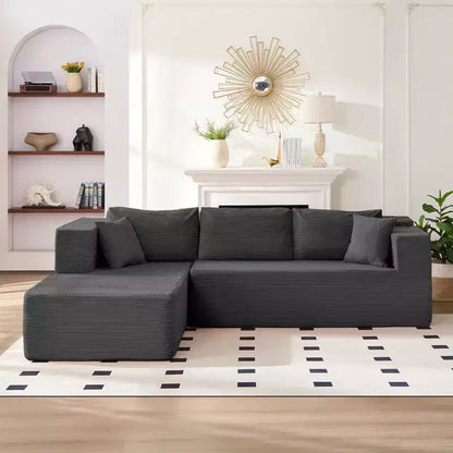Mjkone Divano moderno a 2 pezzi in velluto a coste da 269 cm con combinazione libera a forma di L e seduta profonda, divani sezionali imbottiti con chaise longue sinistra