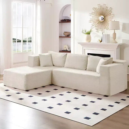 Mjkone Divano moderno a 2 pezzi in velluto a coste da 269 cm con combinazione libera a forma di L e seduta profonda, divani sezionali imbottiti con chaise longue sinistra
