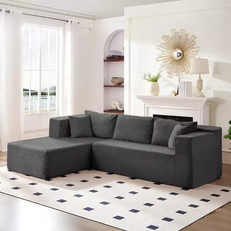 Mjkone Divano moderno a 2 pezzi in velluto a coste da 269 cm con combinazione libera a forma di L e seduta profonda, divani sezionali imbottiti con chaise longue sinistra