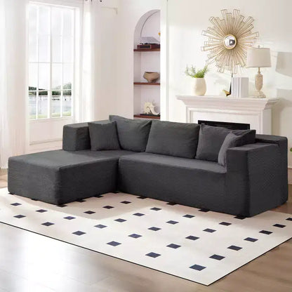 Mjkone Divano moderno a 2 pezzi in velluto a coste da 269 cm con combinazione libera a forma di L e seduta profonda, divani sezionali imbottiti con chaise longue sinistra
