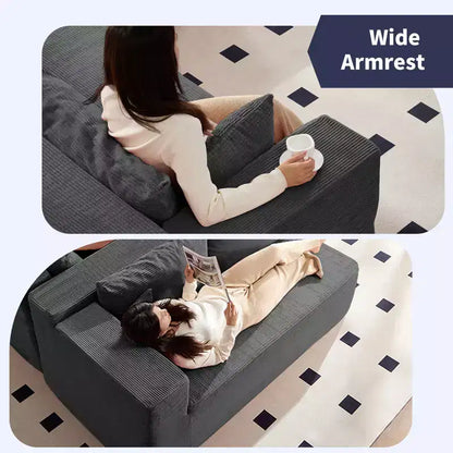 Mjkone Divano moderno a 2 pezzi in velluto a coste da 269 cm con combinazione libera a forma di L e seduta profonda, divani sezionali imbottiti con chaise longue sinistra