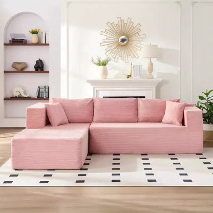 Mjkone Divano moderno a 2 pezzi in velluto a coste da 269 cm con combinazione libera a forma di L e seduta profonda, divani sezionali imbottiti con chaise longue sinistra