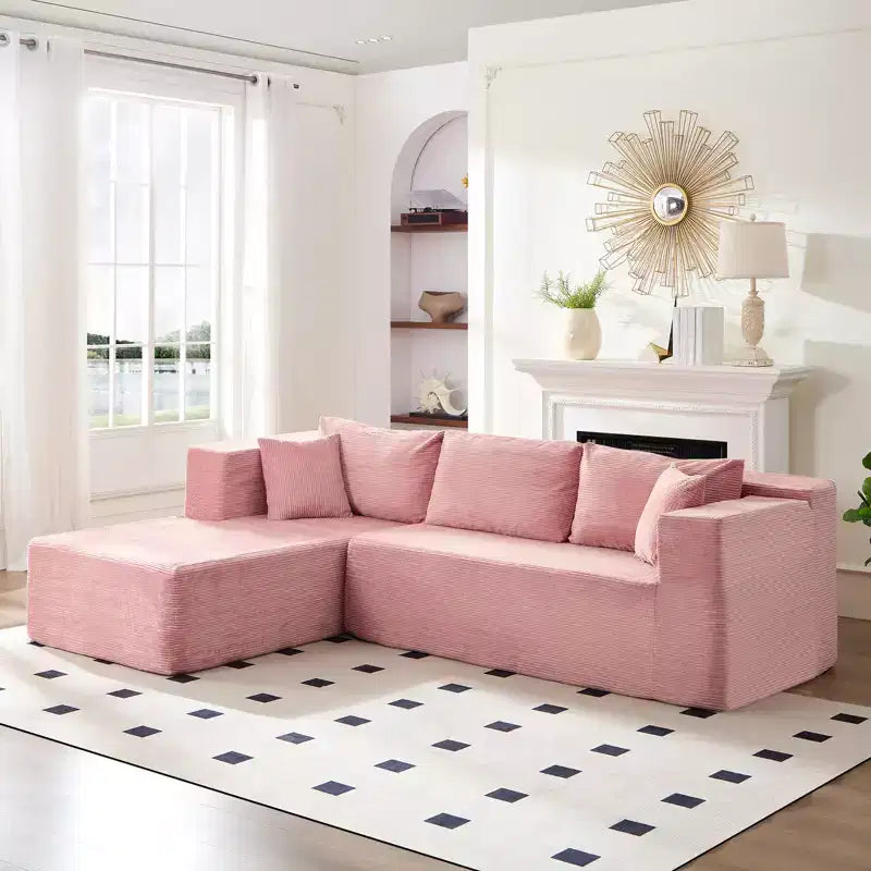 Mjkone Divano moderno a 2 pezzi in velluto a coste da 269 cm con combinazione libera a forma di L e seduta profonda, divani sezionali imbottiti con chaise longue sinistra