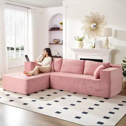 Mjkone Divano moderno a 2 pezzi in velluto a coste da 269 cm con combinazione libera a forma di L e seduta profonda, divani sezionali imbottiti con chaise longue sinistra