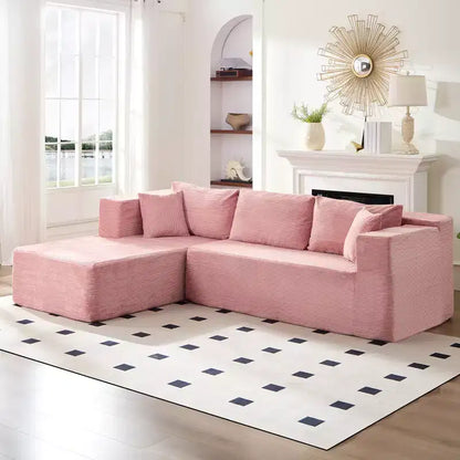 Mjkone Divano moderno a 2 pezzi in velluto a coste da 269 cm con combinazione libera a forma di L e seduta profonda, divani sezionali imbottiti con chaise longue sinistra