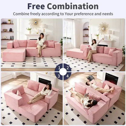 Mjkone Divano moderno a 2 pezzi in velluto a coste da 269 cm con combinazione libera a forma di L e seduta profonda, divani sezionali imbottiti con chaise longue sinistra