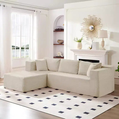 Mjkone Divano moderno a 2 pezzi in velluto a coste da 269 cm con combinazione libera a forma di L e seduta profonda, divani sezionali imbottiti con chaise longue sinistra