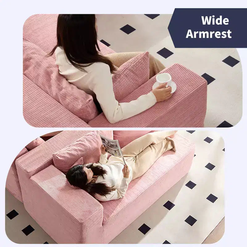 Mjkone Divano moderno a 2 pezzi in velluto a coste da 269 cm con combinazione libera a forma di L e seduta profonda, divani sezionali imbottiti con chaise longue sinistra