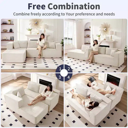 Mjkone Divano moderno a 2 pezzi in velluto a coste da 269 cm con combinazione libera a forma di L e seduta profonda, divani sezionali imbottiti con chaise longue sinistra