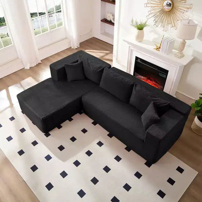 Mjkone Divano moderno a 2 pezzi in velluto a coste da 269 cm con combinazione libera a forma di L e seduta profonda, divani sezionali imbottiti con chaise longue sinistra