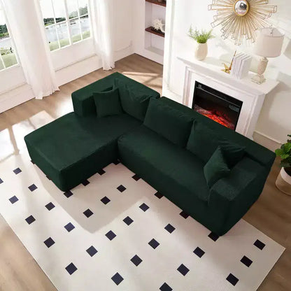 Mjkone Divano moderno a 2 pezzi in velluto a coste da 269 cm con combinazione libera a forma di L e seduta profonda, divani sezionali imbottiti con chaise longue sinistra