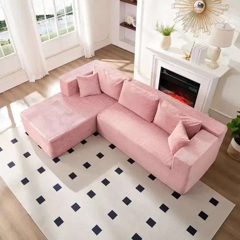 Mjkone Divano moderno a 2 pezzi in velluto a coste da 269 cm con combinazione libera a forma di L e seduta profonda, divani sezionali imbottiti con chaise longue sinistra