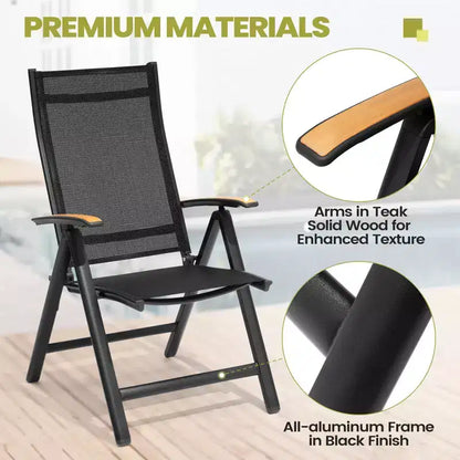 Crestlive Products Set da pranzo da esterno moderno in alluminio, tavolo da pranzo allungabile con sedie pieghevoli per 4-10 persone, per esterni