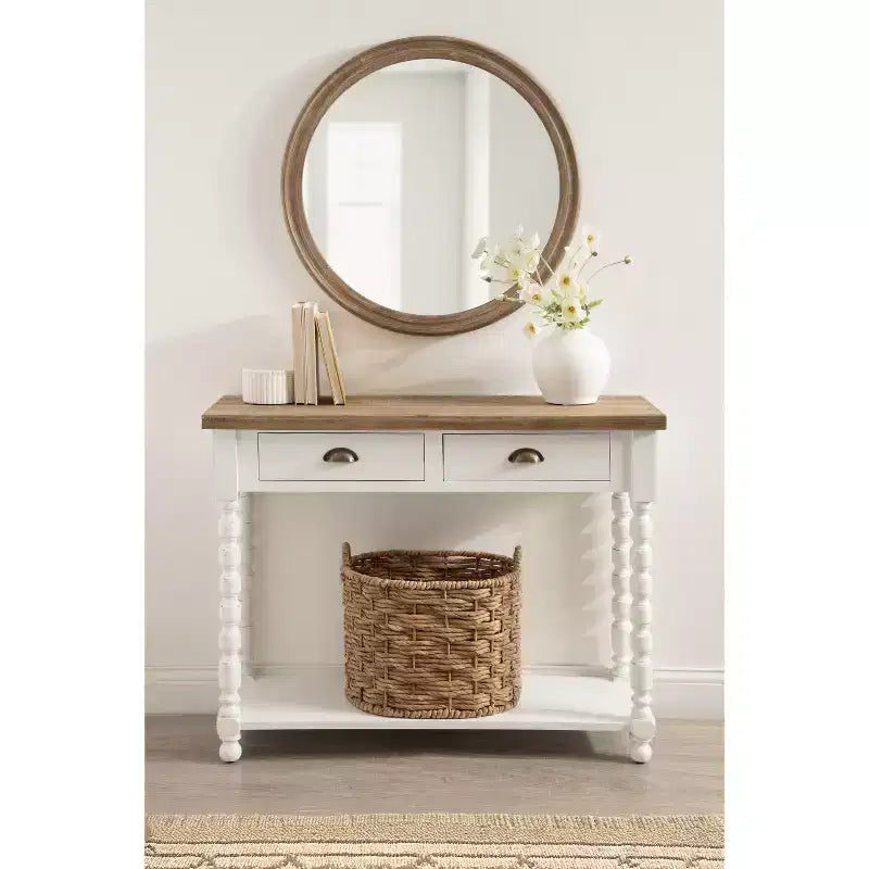 Kate and Laurel Rutledge Console Table with Storage, 40x14x33, White