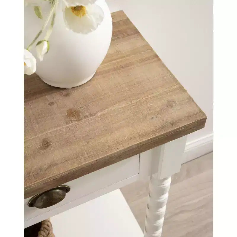 Kate and Laurel Rutledge Console Table with Storage, 40x14x33, White