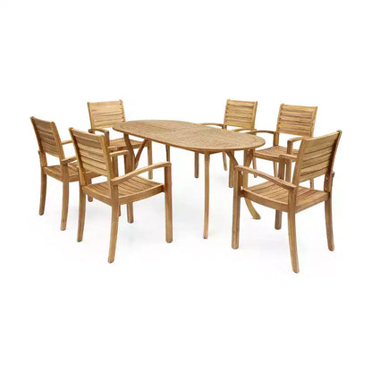 Christopher Knight Home Holloway Outdoor Slatted Acacia Wood 7 Piece Dining Set