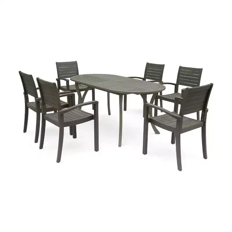 Christopher Knight Home Holloway Outdoor Slatted Acacia Wood 7 Piece Dining Set